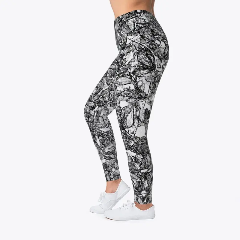 Leaf Scratch Printed Leggings for Women