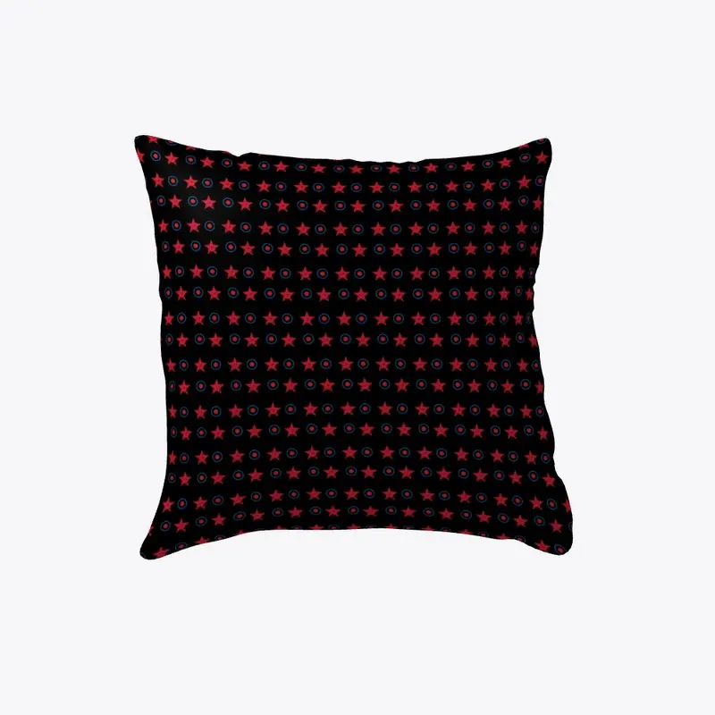 Red Star and Blue Circle Pattern Pillow