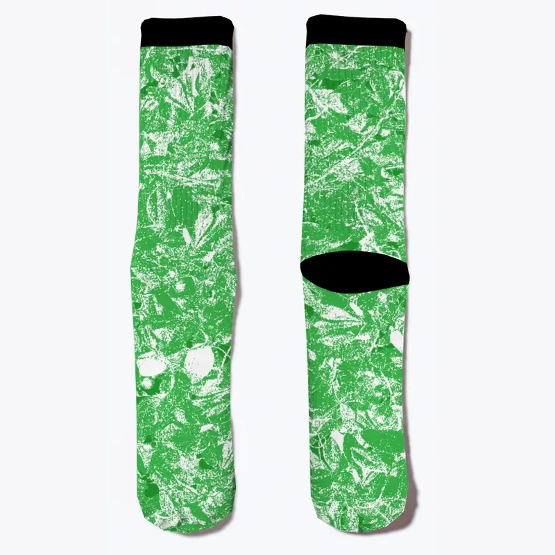 Green Leaf Printed Leggings for Women